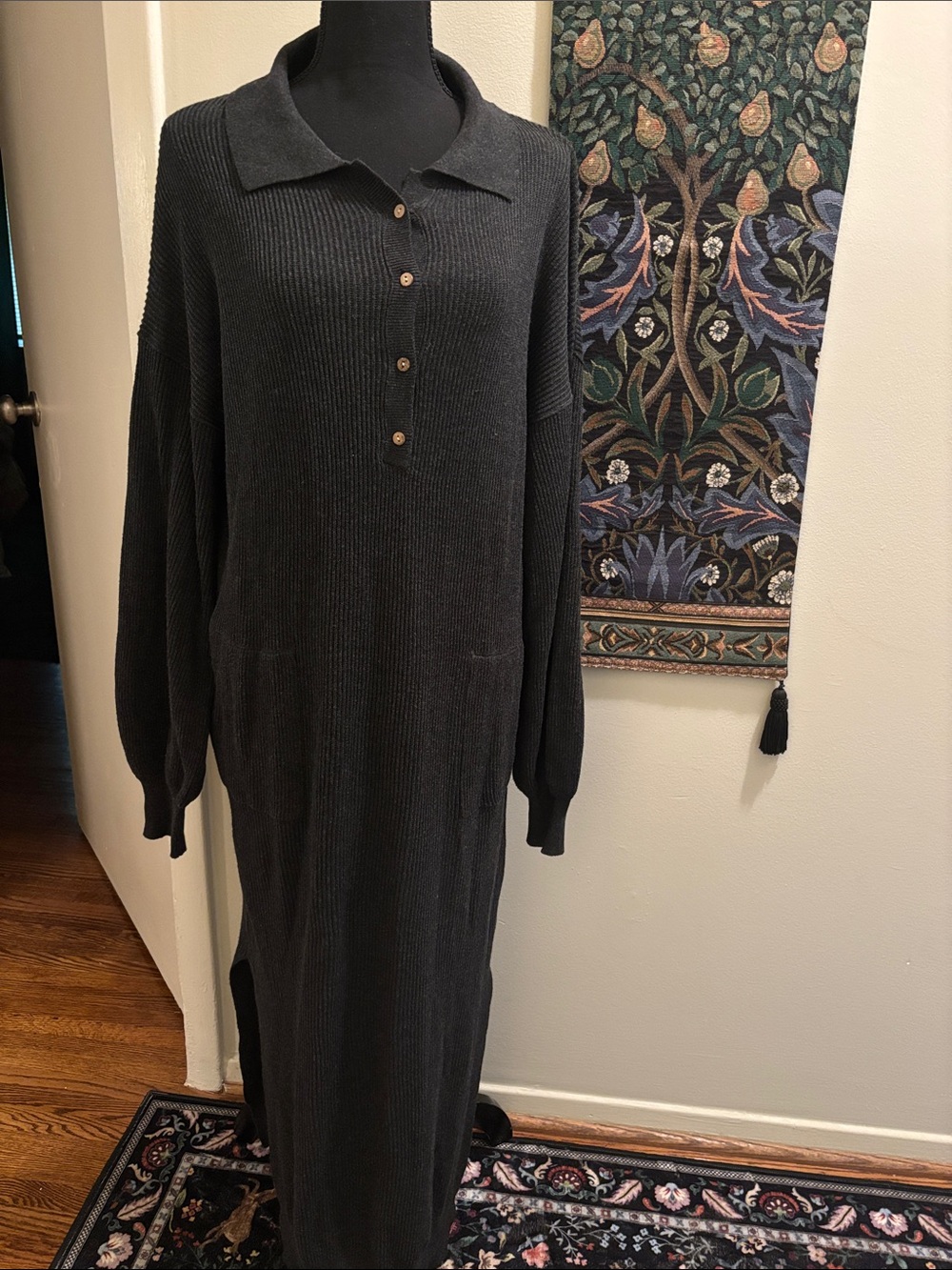 Natural Life Gray Maxi Sweater Dress L XL Grunge Classy 90s